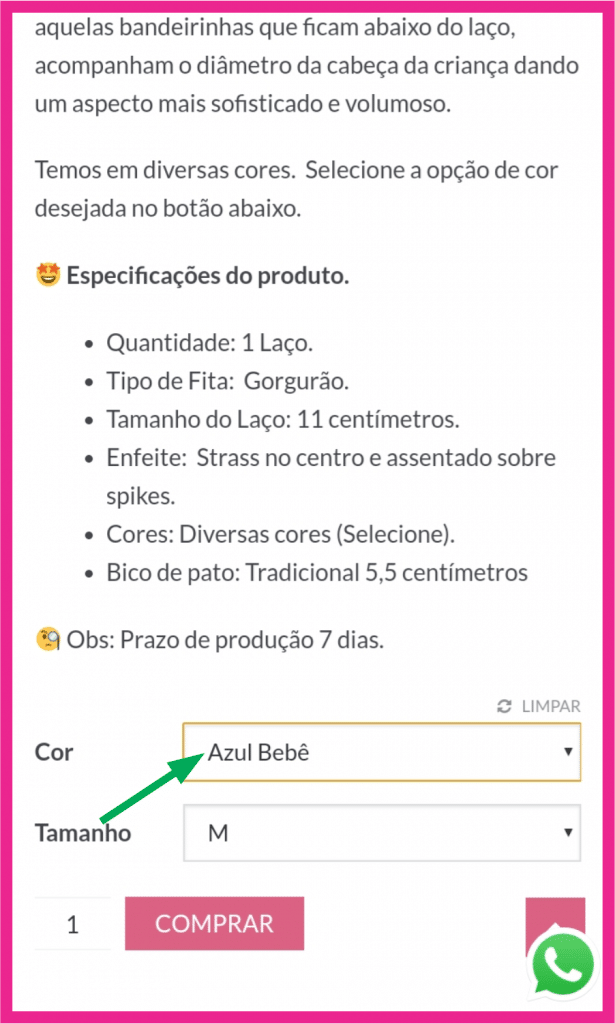 Como comprar laços passo 4