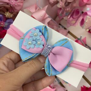 Faixa Rosa com Azul-Laço médio.