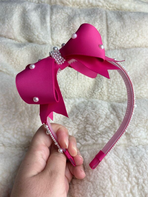 Tiara Rosa com pérolas - Imagem 2