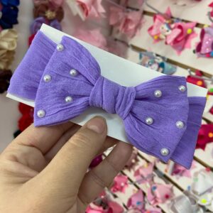 Faixa lilás turbante com Laço médio