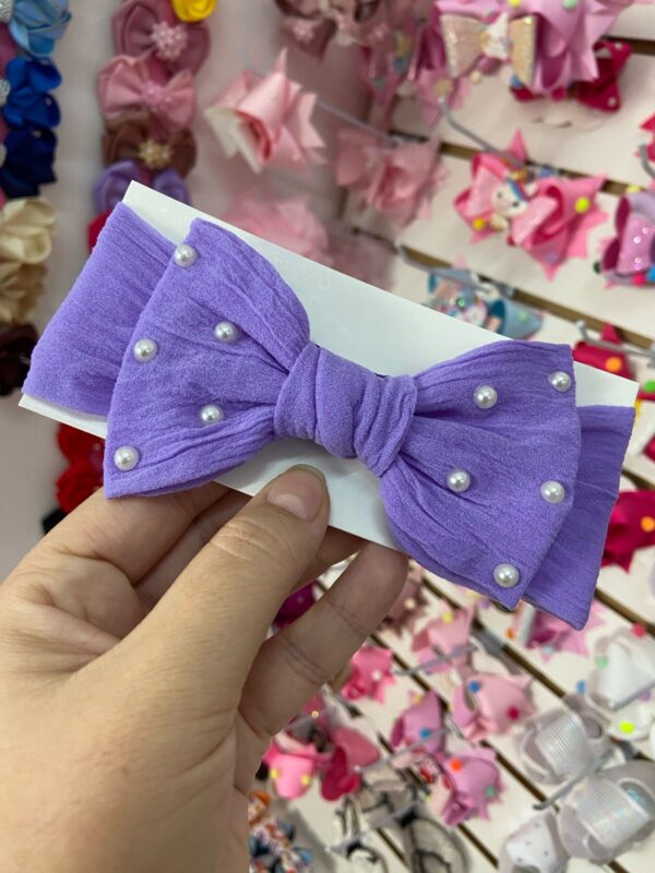 Faixa lilás turbante com Laço médio