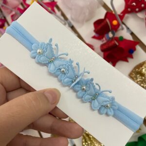 Faixa RN Azul Bebê Florzinhas e Borboletas
