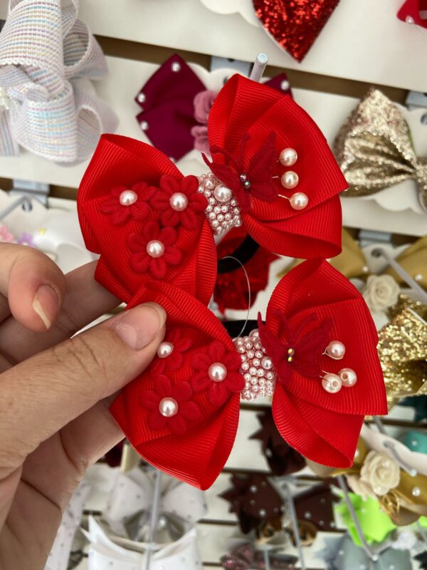 Par de Laços Vermelho com Borboleta com Rabicó