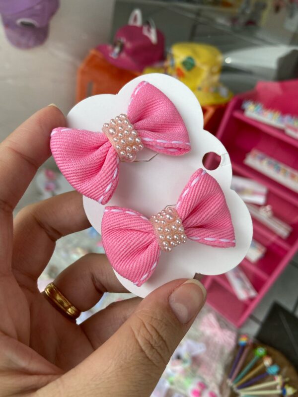 Mini Par de Laços Rosa