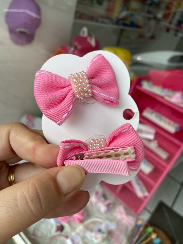 Mini Par de Laços Rosa - Imagem 2