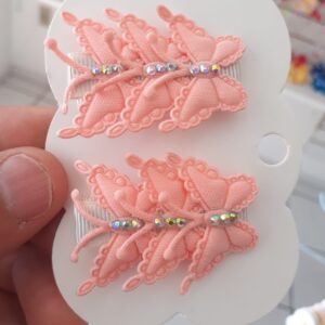 Mini Par Salmão com Aplique de Borboletas