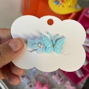 Mini Grampo Flor Borboleta Azul