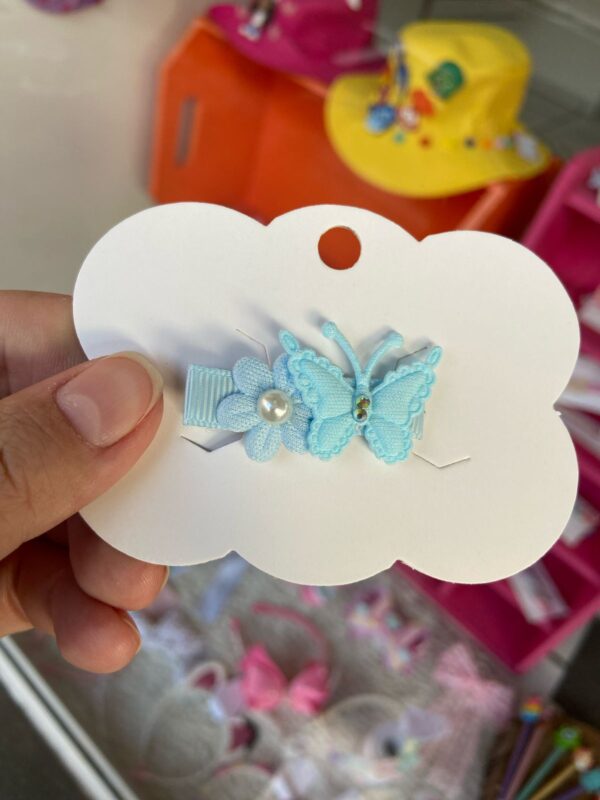 Mini Grampo Flor Borboleta Azul