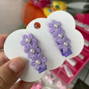 Mini Par de Grampo com Flor Lilás