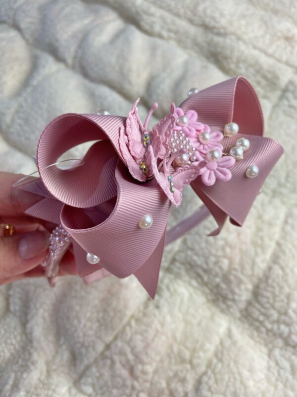 Tiara Rosa Antigo com pérolas