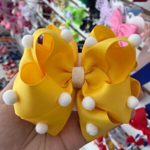 Laço Amarelo com Pompom
