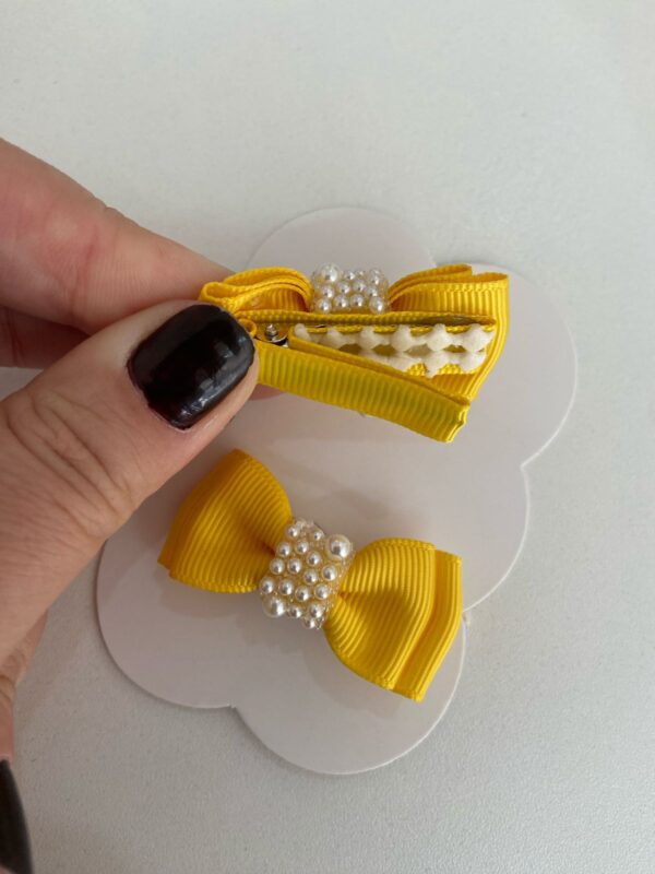 Mini Par de laços Amarelo. - Imagem 2