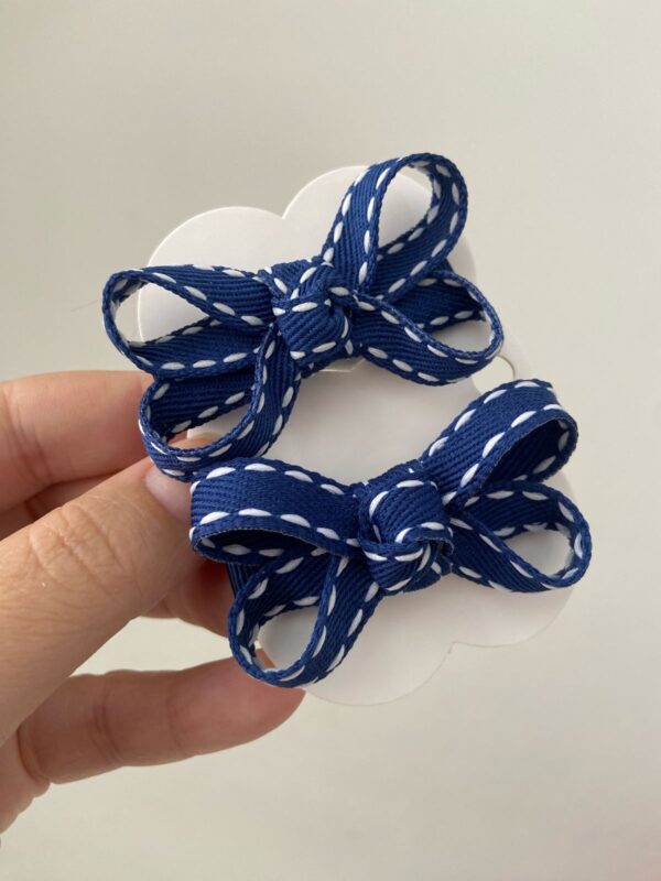 Mini Par de Laços Azul Jeans