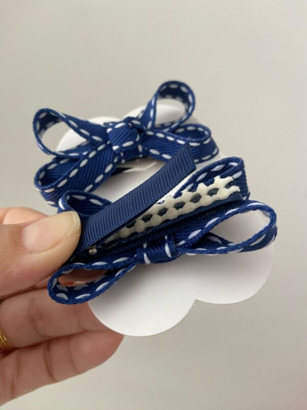 Mini Par de Laços Azul Jeans