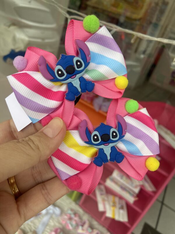 Par de Laço Stitch Rosa com Rabicó