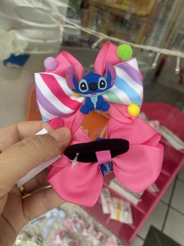 Par de Laço Stitch Rosa com Rabicó