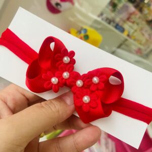 Faixa RN Vermelho com Flores e pérola.