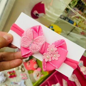 Faixa RN Rosa com Flores, Pérola e borboleta
