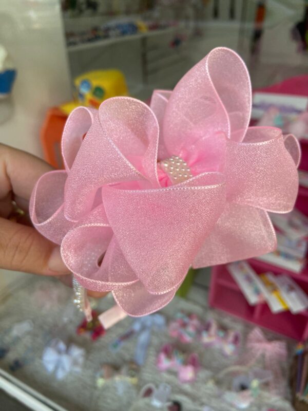 Tiara de Organza com Laço Volumoso – Lilás