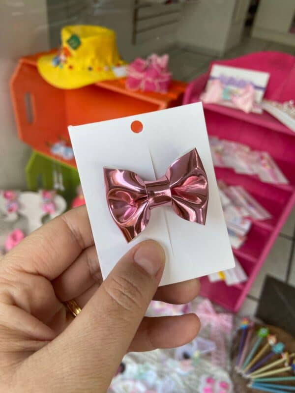 Mini Laço Rosa em Lonita