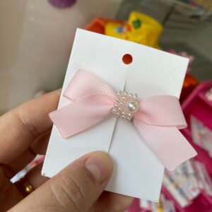 Mini Laço Rosa com Pérola