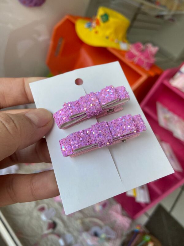 Mini Par de Laços Rosa Brilhante