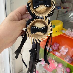Par de Laços Caipira com de Chapéu de Palha preto
