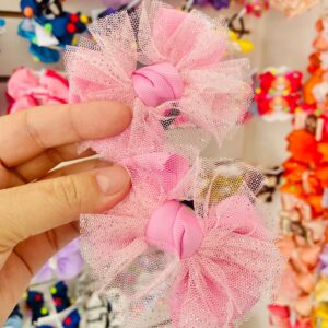 Par de Laços Rosa com Tule