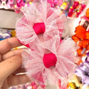 Par de Laços Rosa e Tule