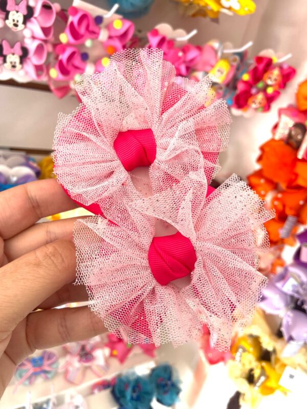 Par de Laços Rosa e Tule