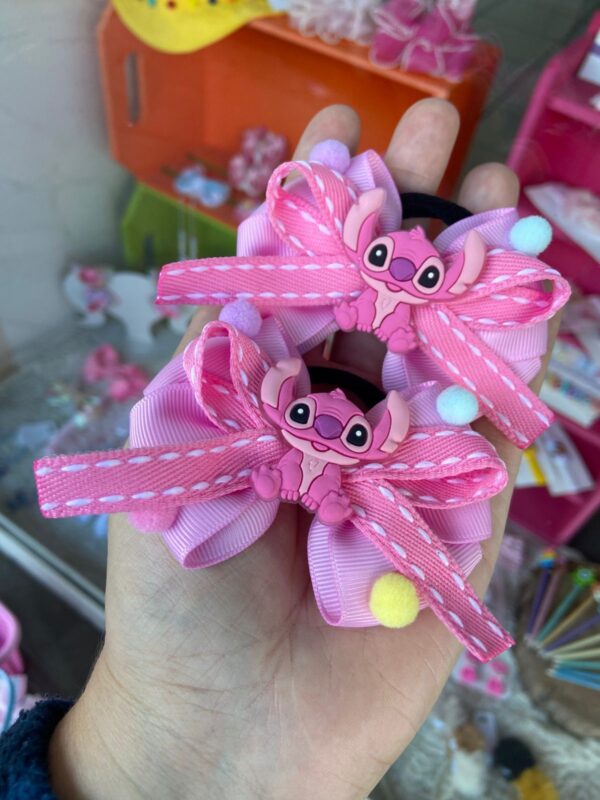 Par de Laço Stitch Rosa com Rabicó.