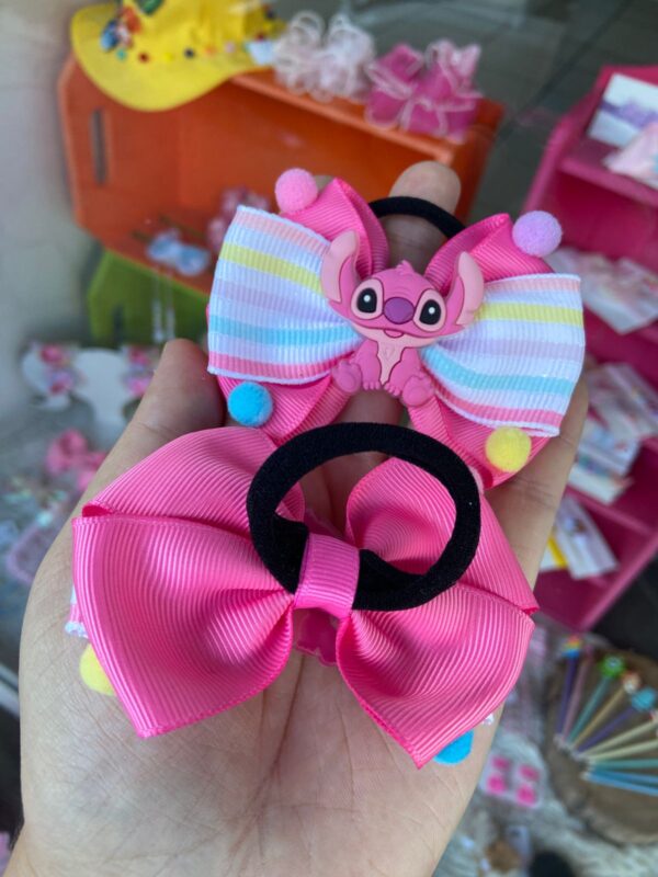 Par de Laço Stitch Rosa com Rabicó.