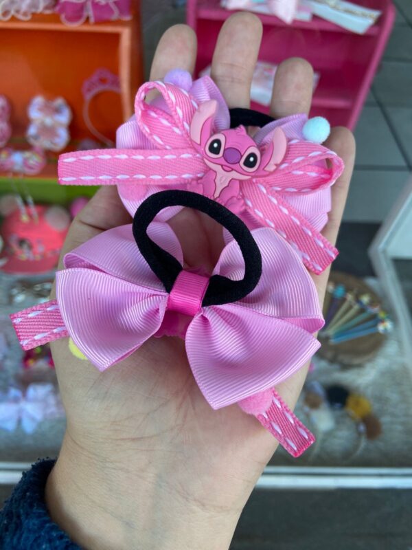 Par de Laço Stitch Rosa com Rabicó.