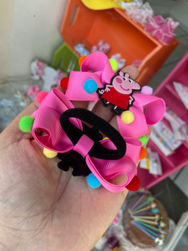 Par de Laços Rosa com Aplique da Peppa Pig