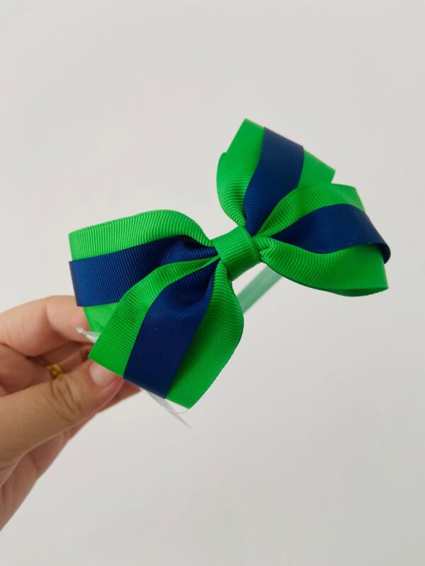 Tiara de Laço Verde e Azul