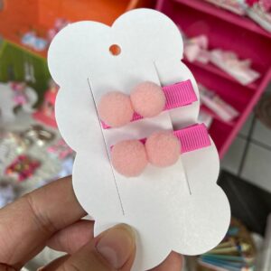 Mini Par de Pompom Rosa