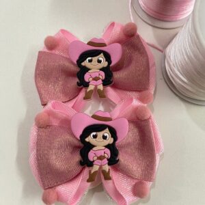 Par de Laço Rosa Aplique de Boiadeira