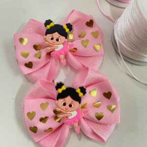 Par de Laço Rosa Aplique de Bailarina