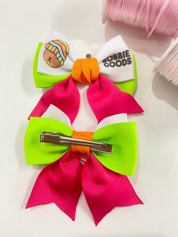 Par de Laço Verde e Rosa Bobbie Goods - Imagem 2