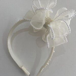 Tiara de Organza com Laço Volumoso – bege