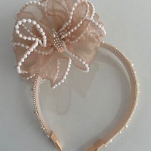 Tiara de Organza com Laço Volumoso – marrom