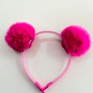 Tiara com pompom rosa pink