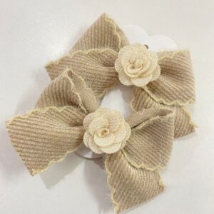 Par de Laço Bege - Flor