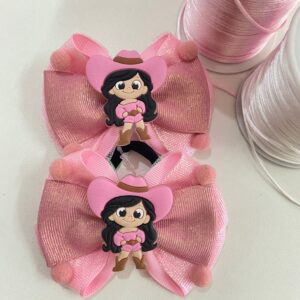 Par de Laço Rosa Boiadeira