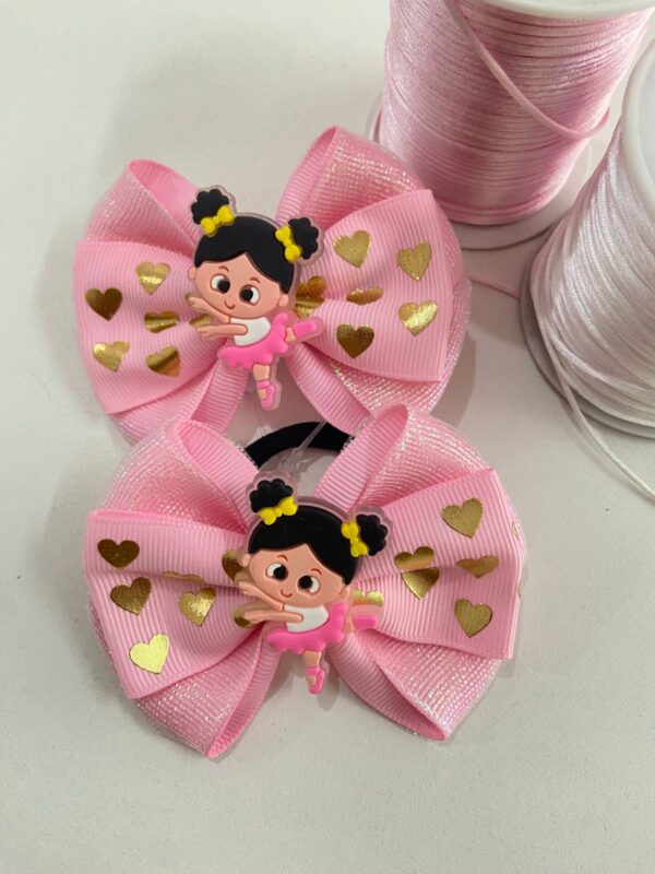 Par de Laço Rosa Aplique de Bailarina