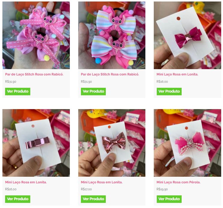 Alguns modelos de laço rosa que você pode encontrar na loja laços kids