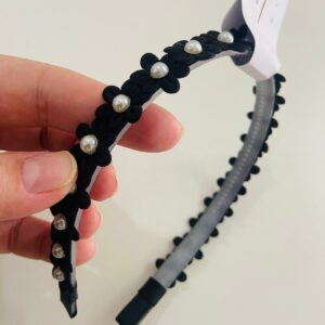 Tiara Preto com Detalhes de Flor