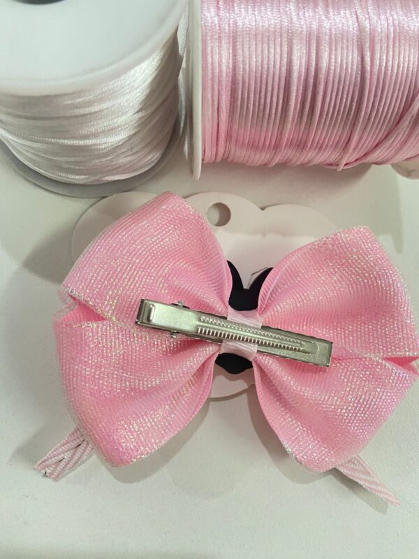 Laço Rosa com Aplique de Minnie