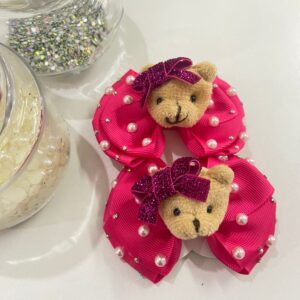 Para de laço urso rosa