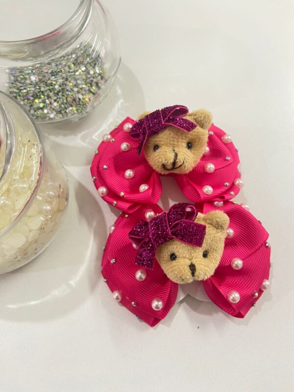 Para de laço urso rosa